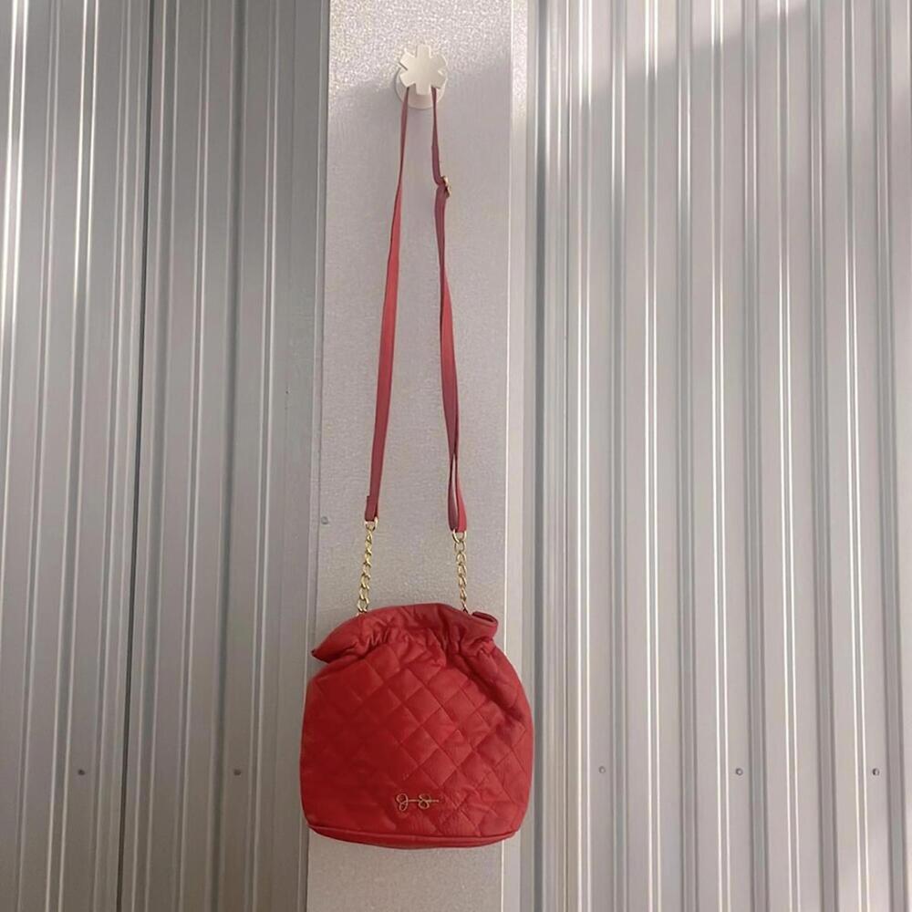 Jessica Simpson Tomato Red Quilted Bucket Bag Purse Adjustable Strap Statement